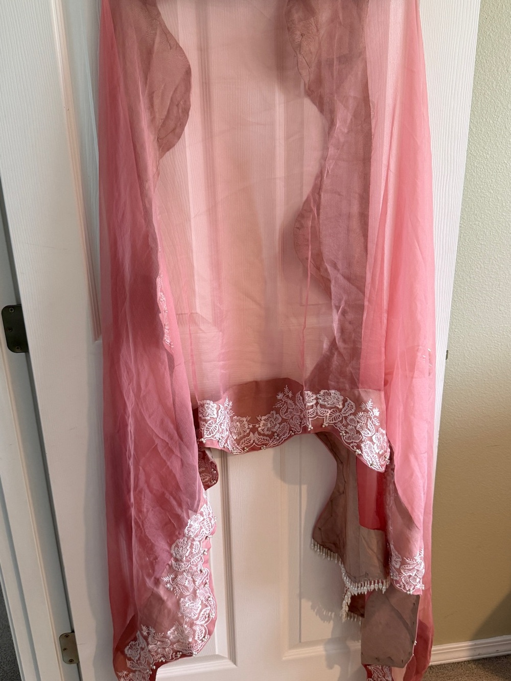 Sana Safinaz Beige 3-Piece Suit, Size XL Crystal & Pearl Embellished - Picture 14 of 17